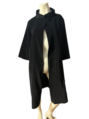 Vintage black velvet 50's coat M L