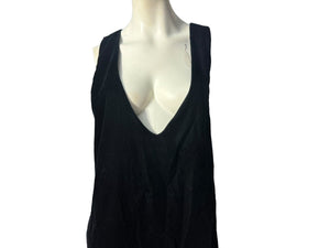 Vintage 80’s black velvet pinafore dress L