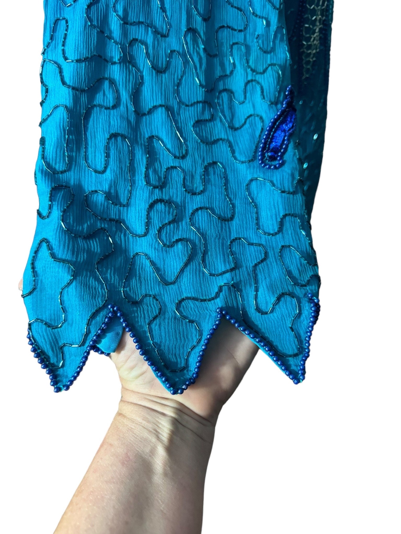 Vintage 80's turquoise bead dress 3x