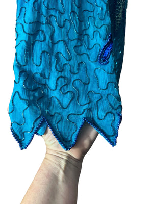Vintage 80's turquoise bead dress 3x