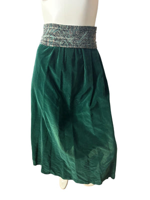 Vintage 70's green velvet skirt suit set S