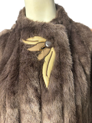 Vintage brown faux fur coat jacket M