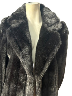 Vintage faux brown fur coat jacket L