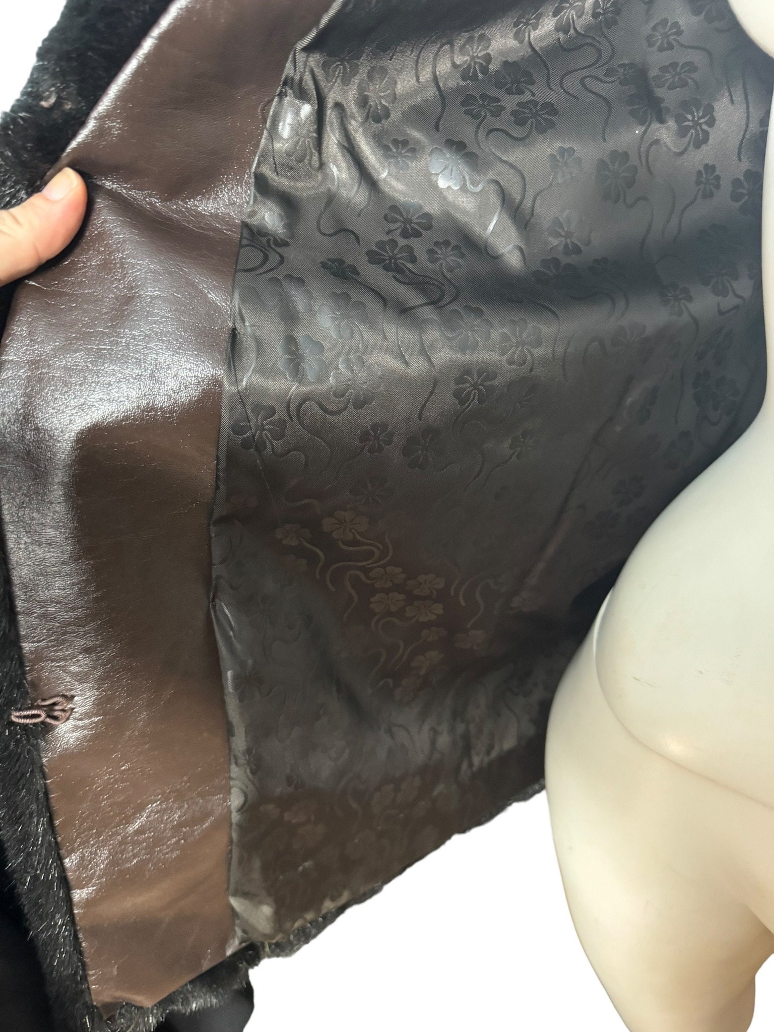 Vintage faux brown fur coat jacket L