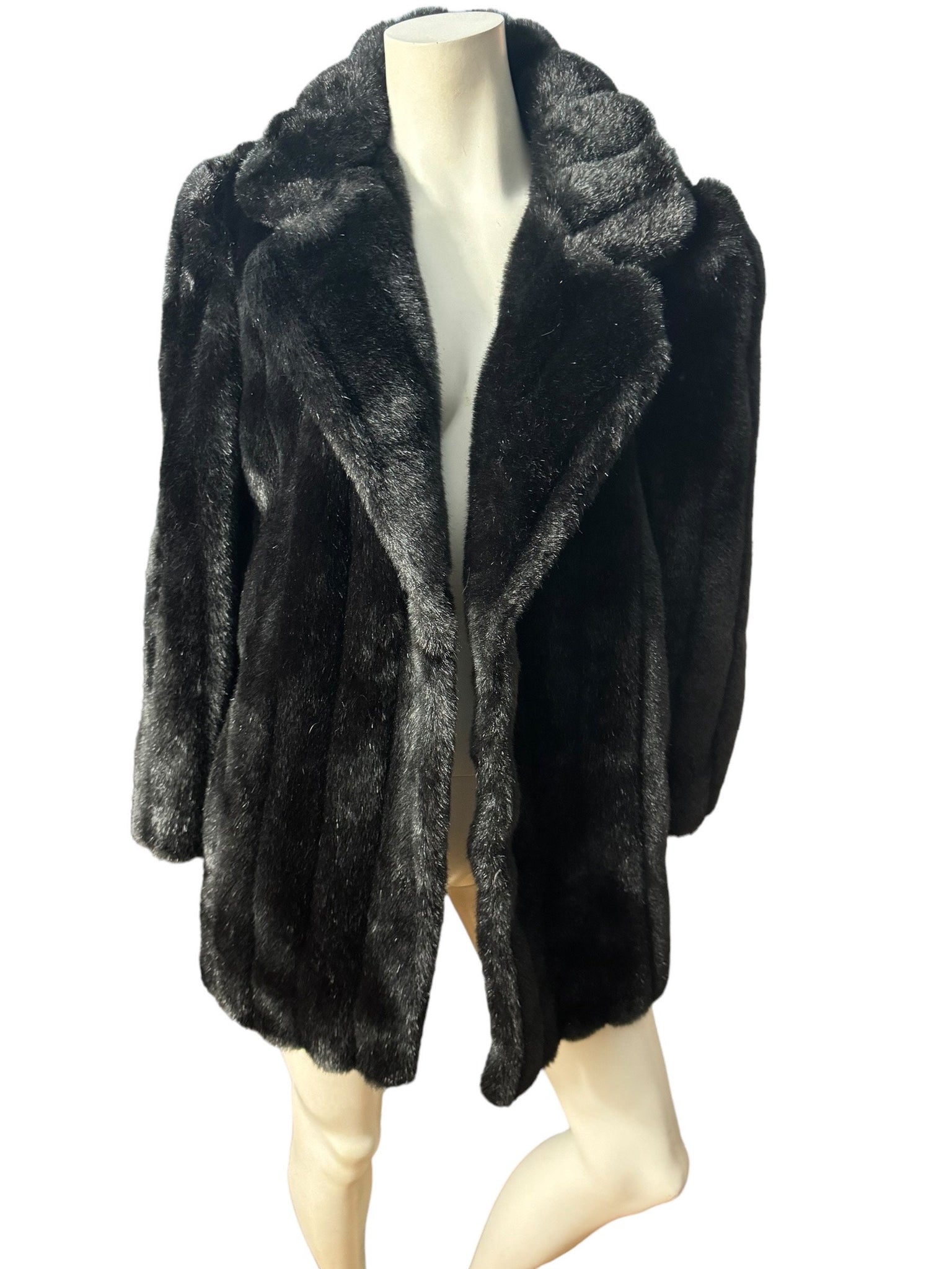 Vintage faux brown fur coat jacket L