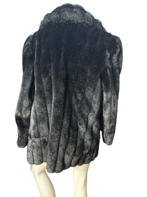 Vintage faux brown fur coat jacket L