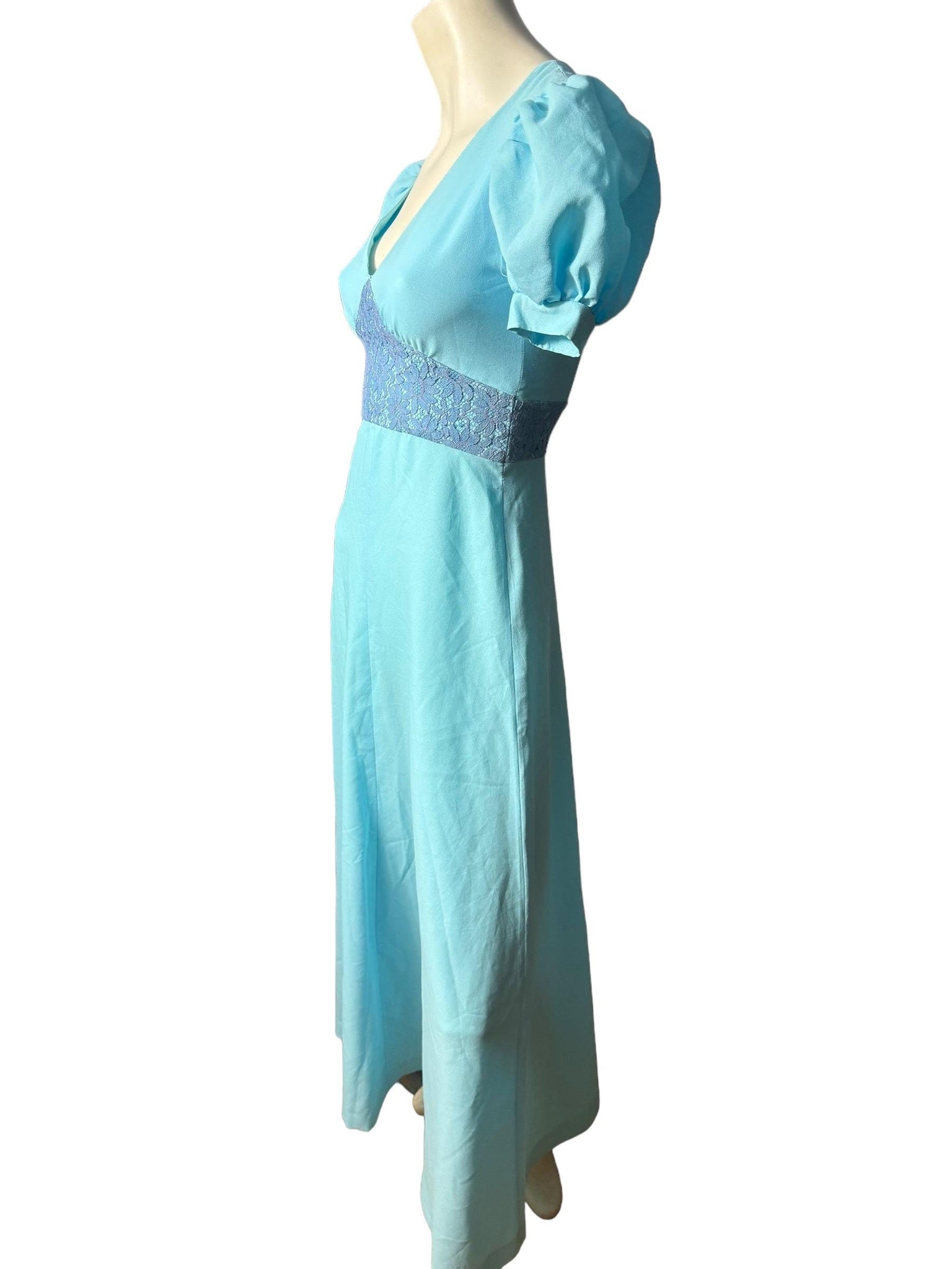 Vintage 70's blue maxi dress S handmade