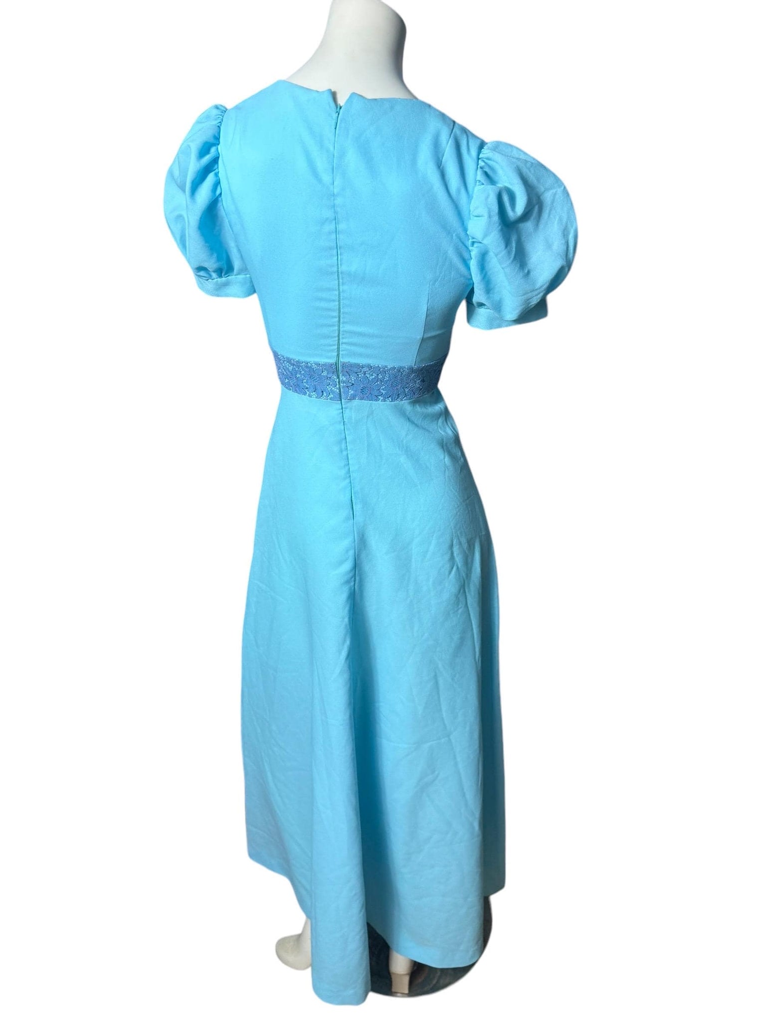Vintage 70's blue maxi dress S handmade