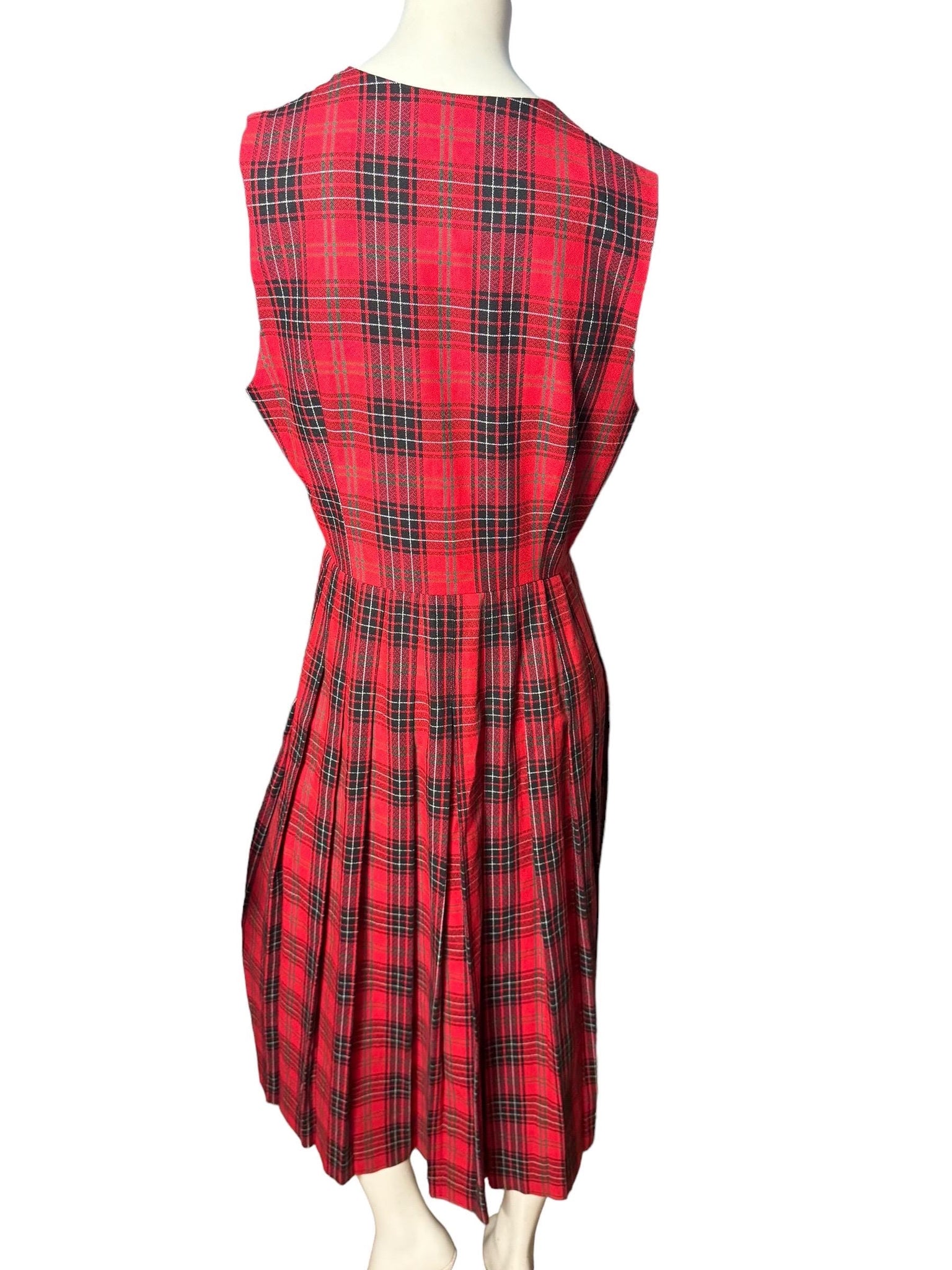 Vintage red plaid rayon wrap dress L Eagles Eye
