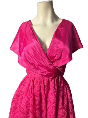 Vintage 80's pink lace prom mini dress M