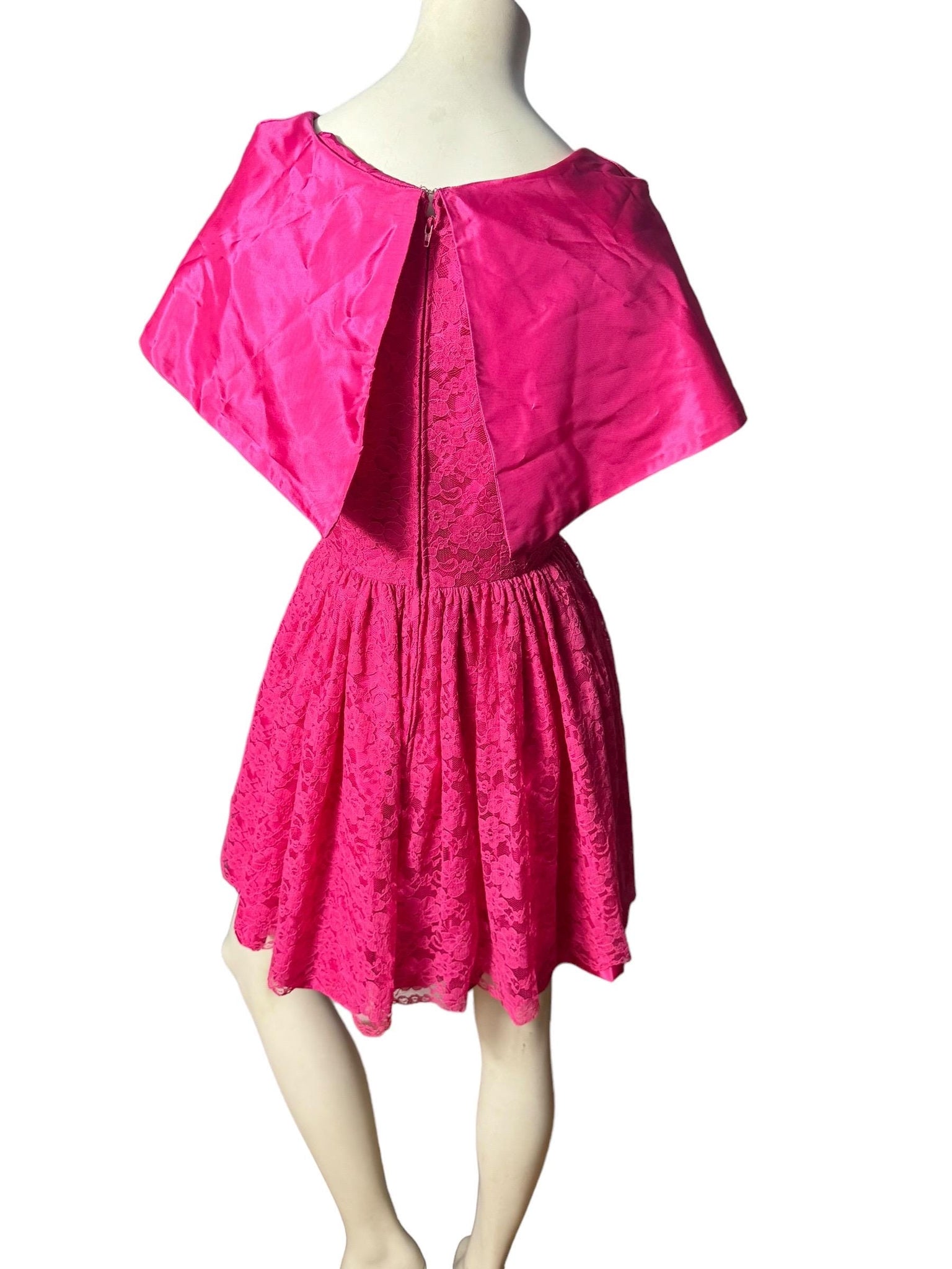 Vintage 80's pink lace prom mini dress M