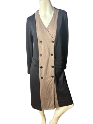 Vintage 80's black & taupe knit dress L Walden Classics