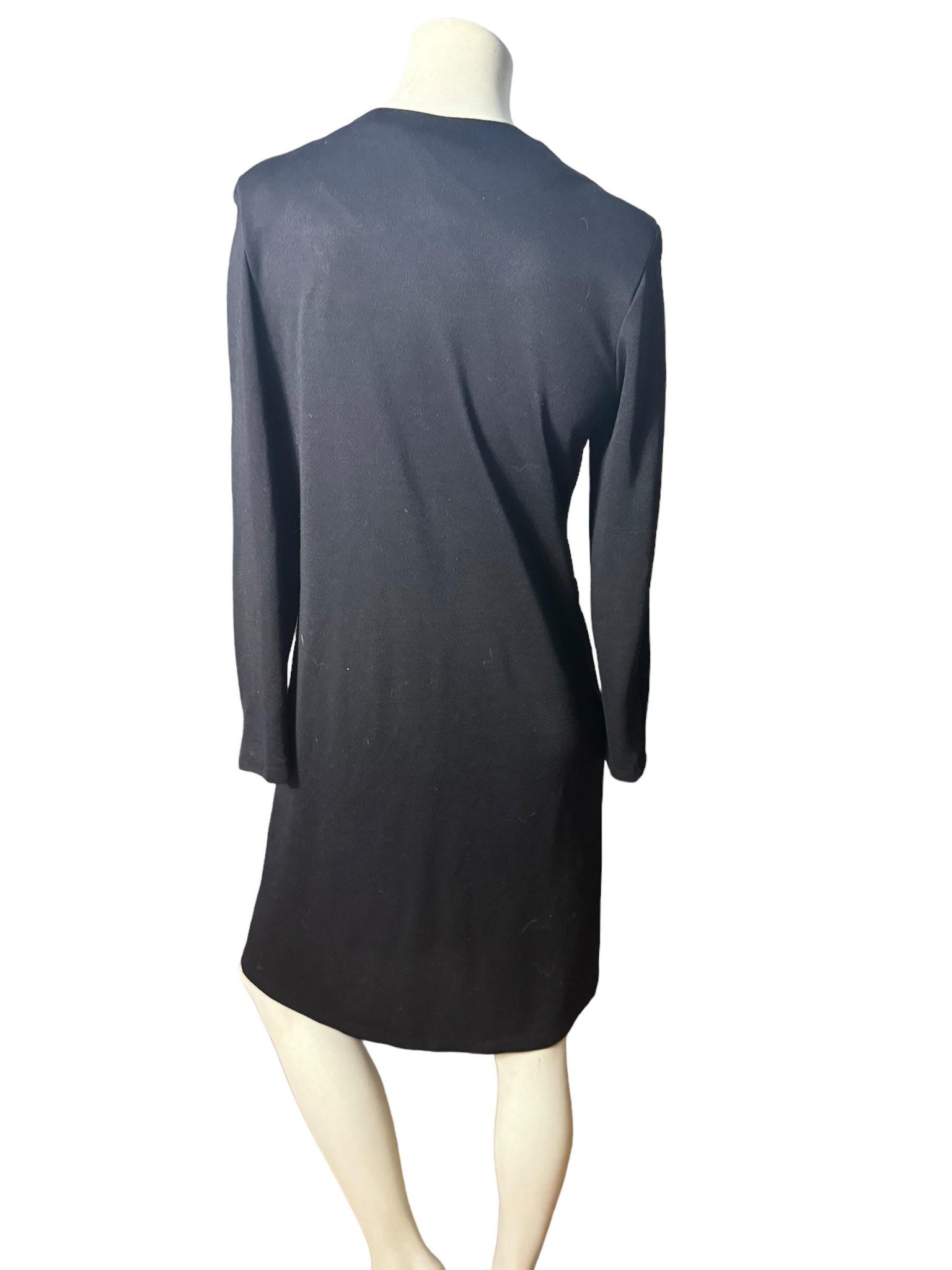 Vintage 80's black & taupe knit dress L Walden Classics