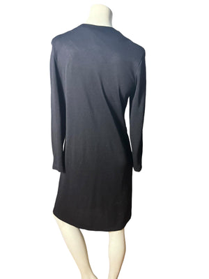Vintage 80's black & taupe knit dress L Walden Classics