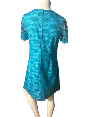 Vintage 60's blue lace party dress M