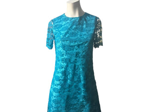 Vintage 60's blue lace party dress M