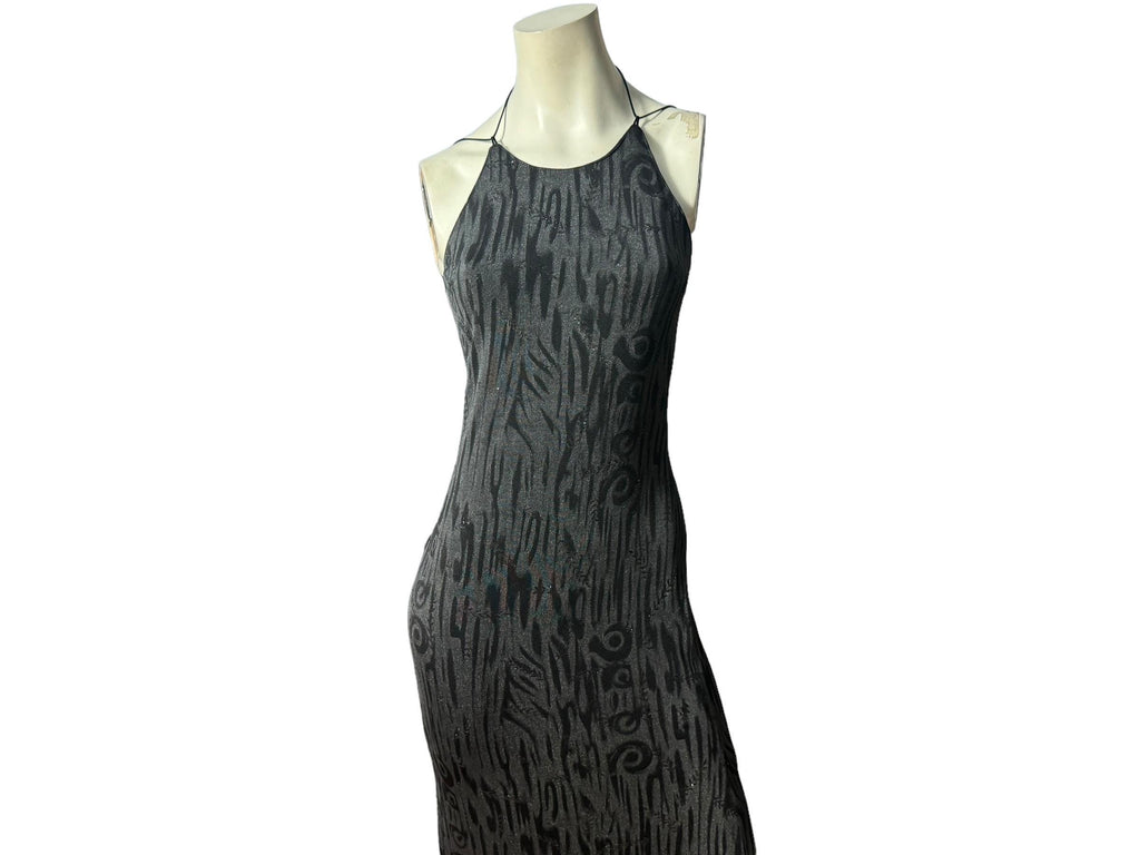 Vintage 80's Jump black bodycon halter dress M 5/6