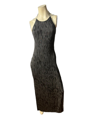 Vintage 80's Jump black bodycon halter dress M 5/6
