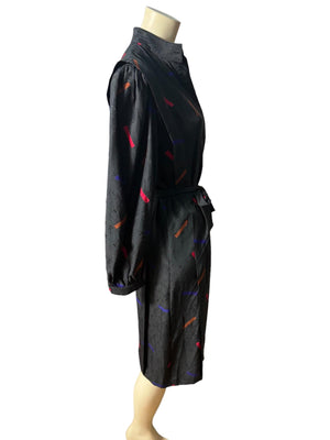Vintage 80's black mod dress 10 M