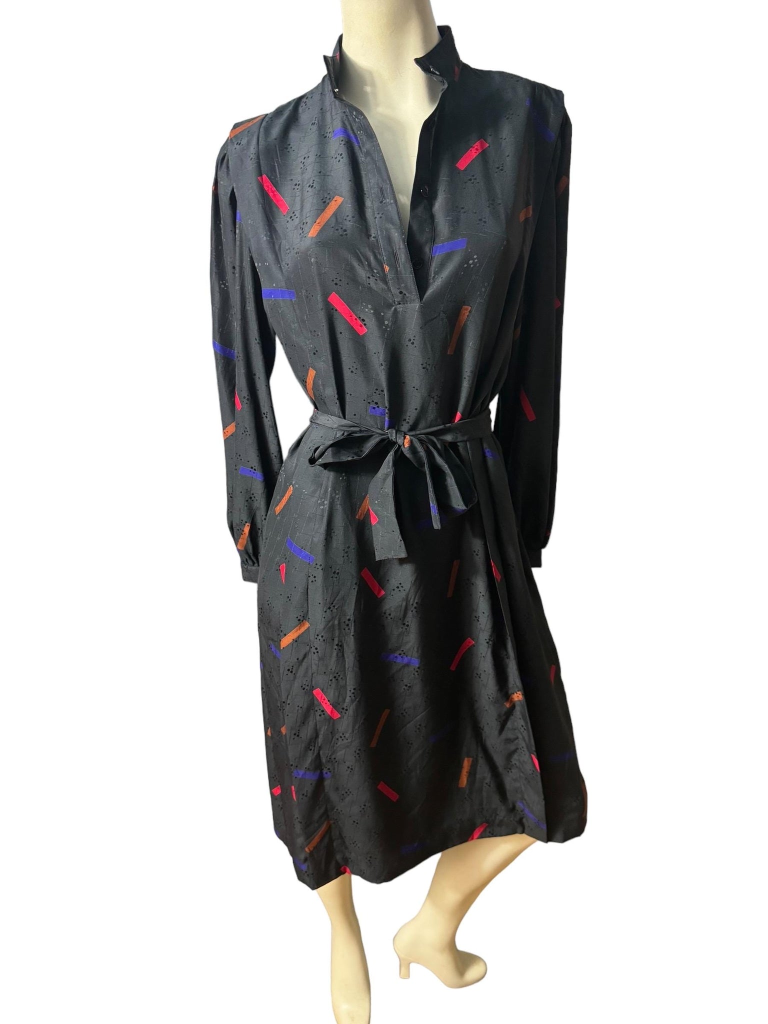 Vintage 80's black mod dress 10 M