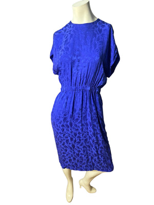 Vintage 80's blue silk dress 12 Liz Claiborne