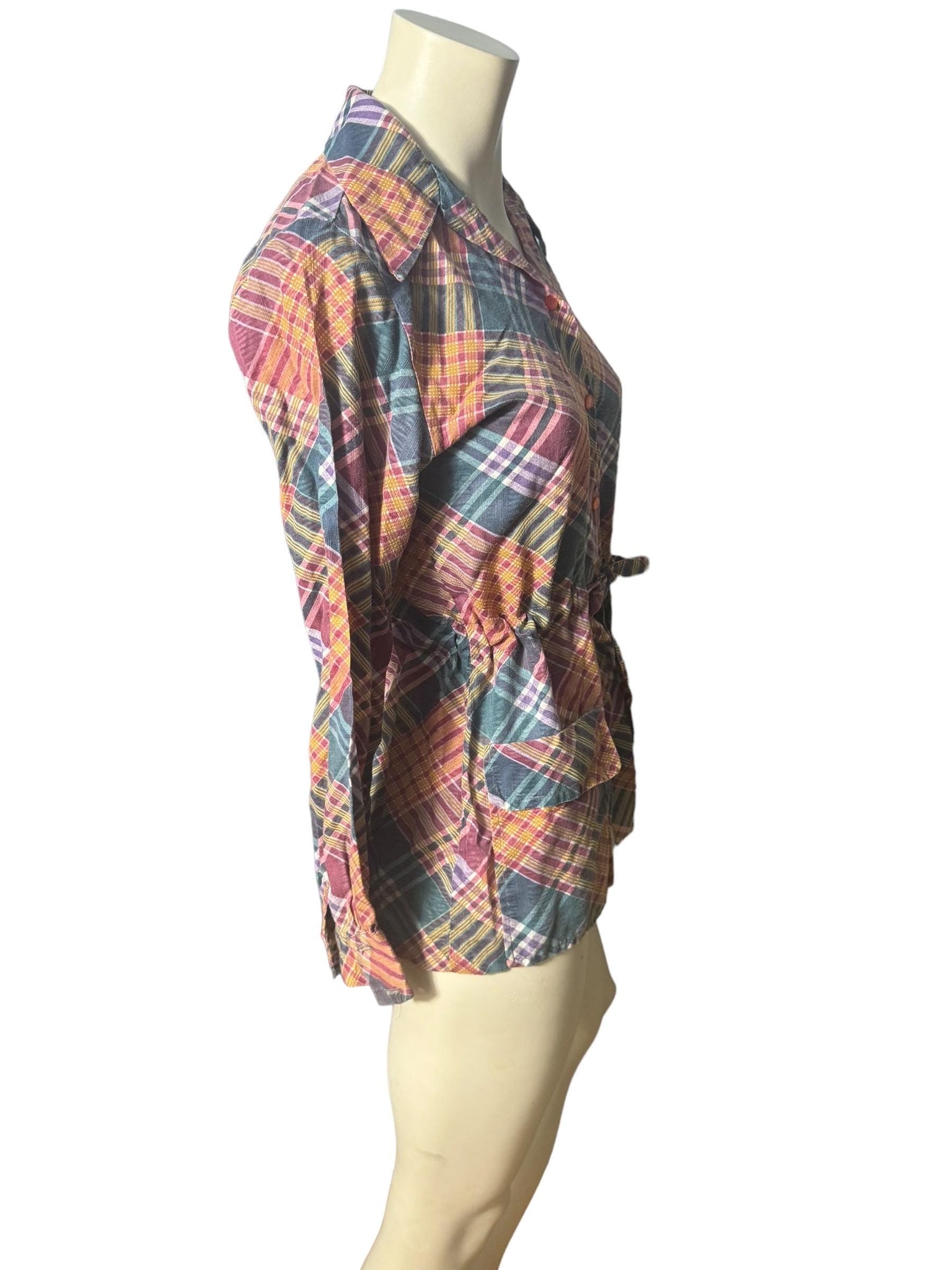 Vintage 70's tie waist blouse shirt S M