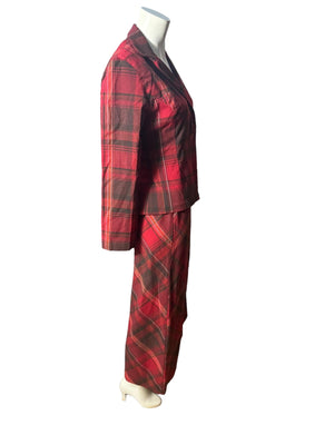 Vintage red plaid skirt & jacket M
