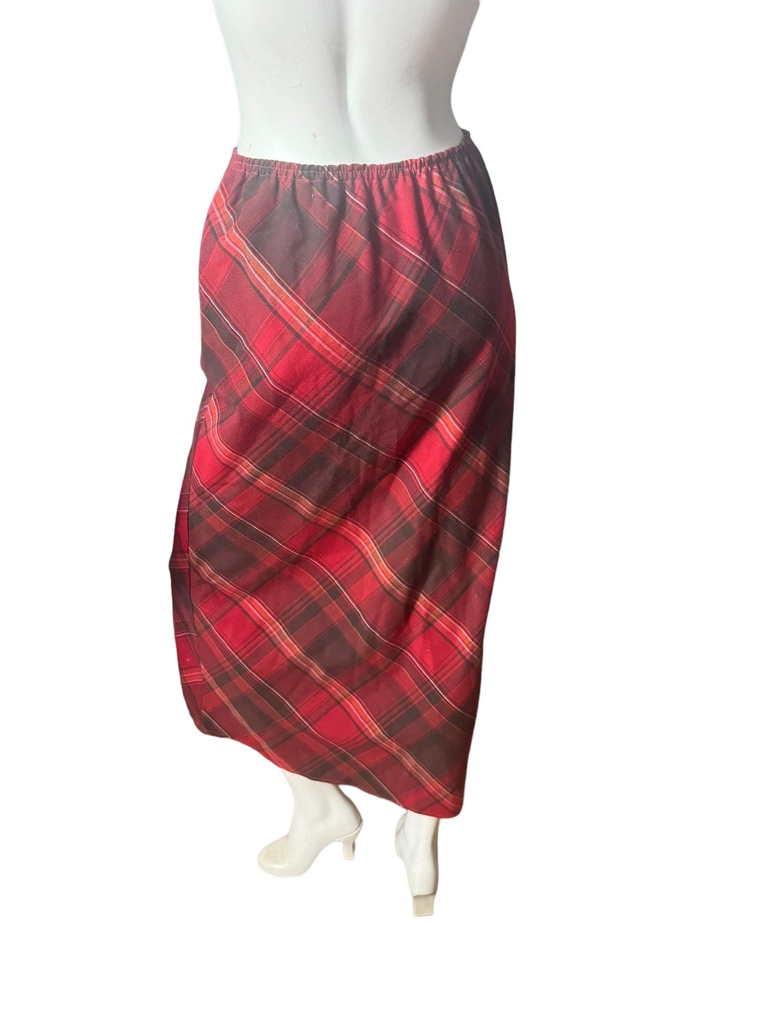 Vintage red plaid skirt & jacket M