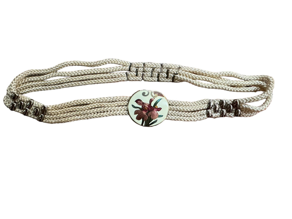 Vintage 80’s rope floral clasp belt