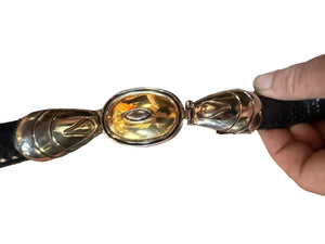 Vintage leather snakeskin clasp belt