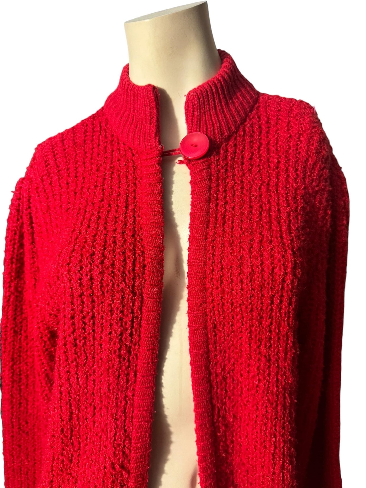 Vintage red 80's long sweater cardigan S le chois