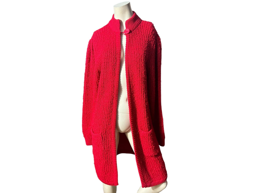 Vintage red 80's long sweater cardigan S le chois