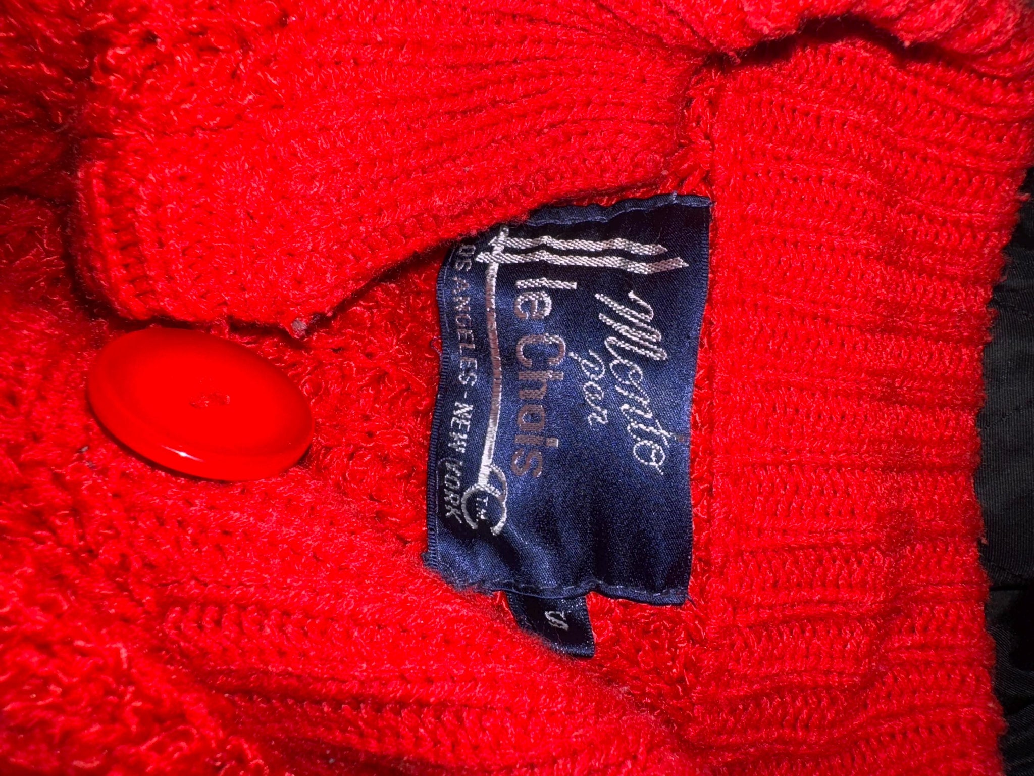 Vintage red 80's long sweater cardigan S le chois
