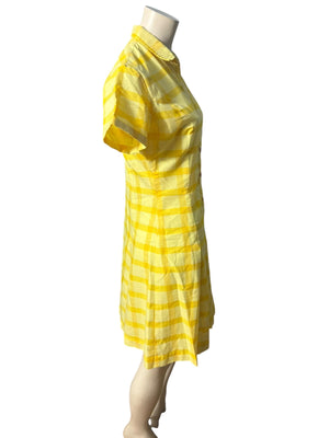 Vintage 60's yellow check mini dress M
