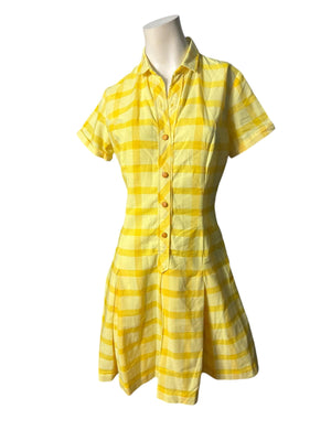Vintage 60's yellow check mini dress M