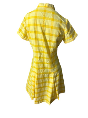 Vintage 60's yellow check mini dress M