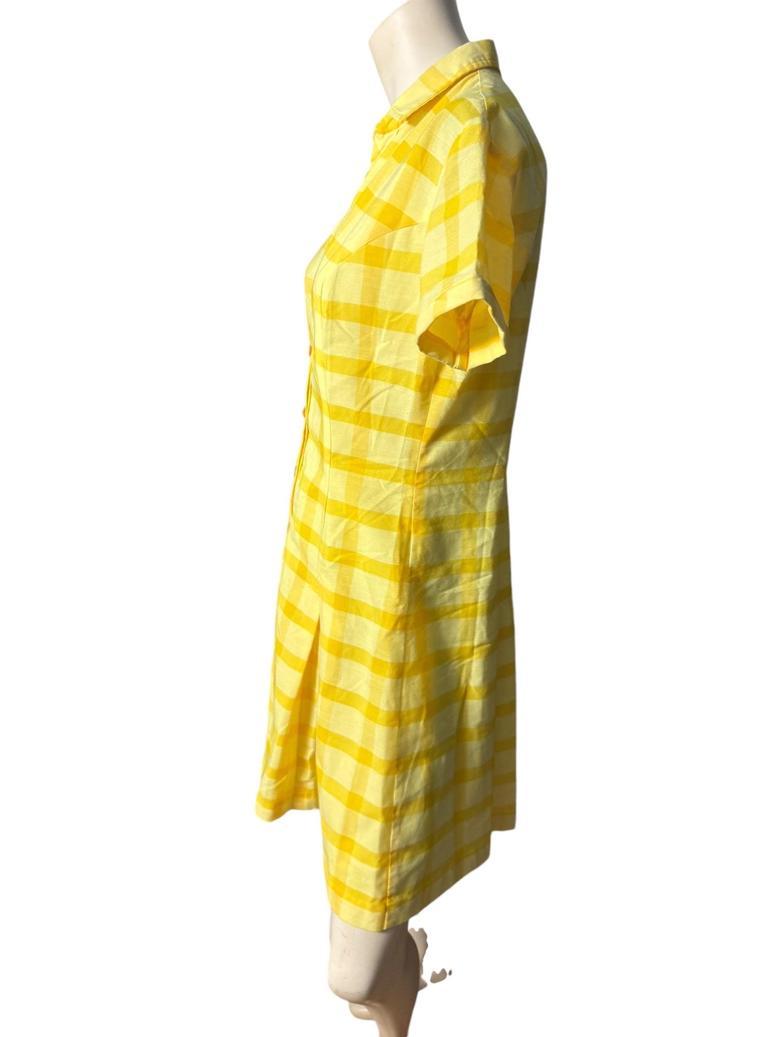 Vintage 60's yellow check mini dress M