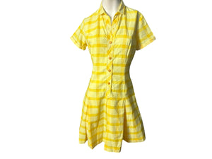 Vintage 60's yellow check mini dress M