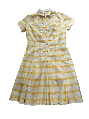 Vintage 60's yellow check mini dress M