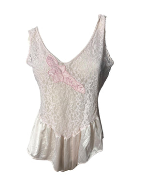 Vintage 80's pink teddy lingerie S M