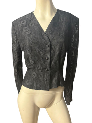 Vintage 80's black lace jacket M 10 Chaus
