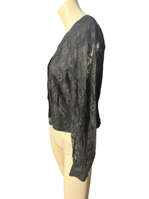 Vintage 80's black lace jacket M 10 Chaus