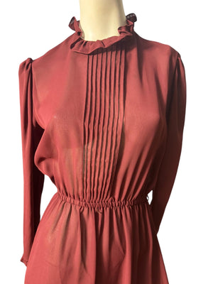 Vintage 70's maroon prairie dress M ACT 1