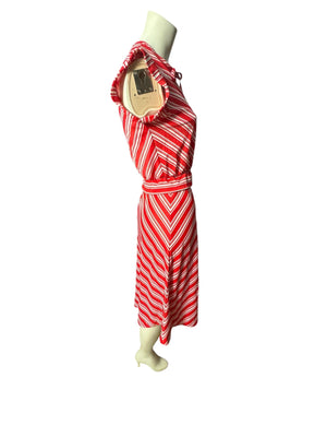 Vintage 70's red chevron dress skirt set M Jonathan Logan