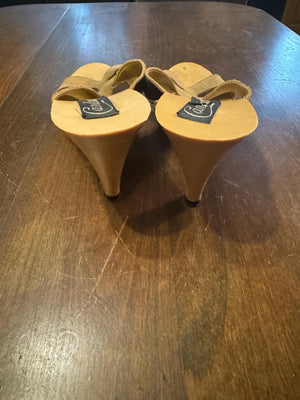 Vintage 80's Candies slip on brown shoes heels 8