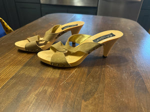 Vintage 80's Candies slip on brown shoes heels 8