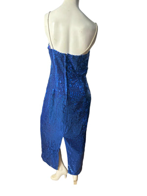 Vintage 80's blue sequin dress L 14 Alyce Designs