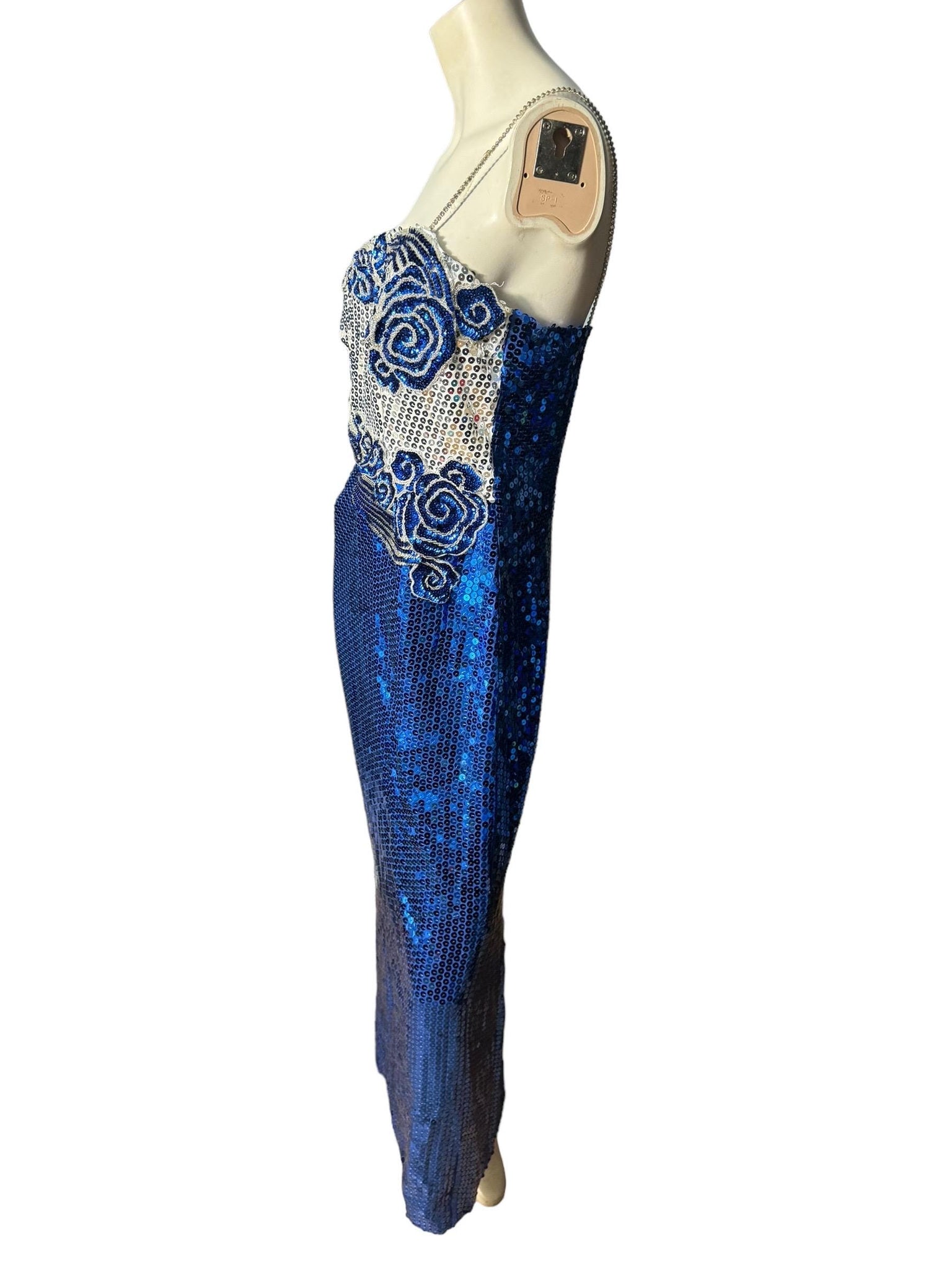 Vintage 80's blue sequin dress L 14 Alyce Designs