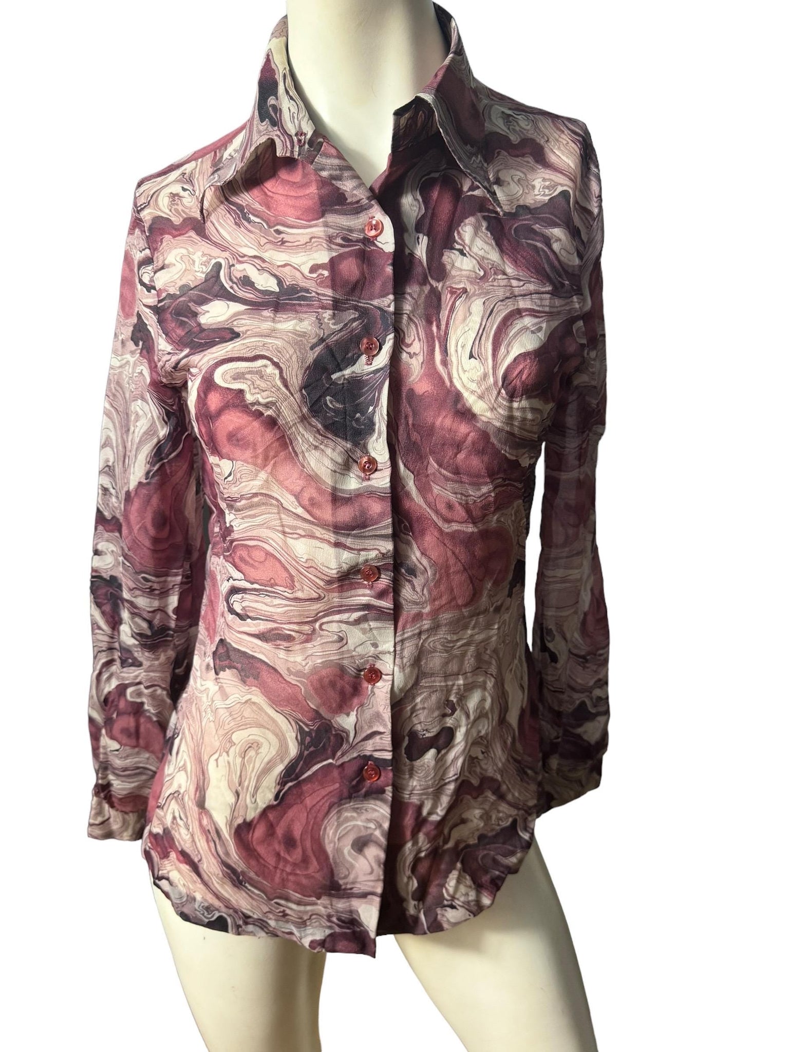 Vintage 70's mod blouse shirt S