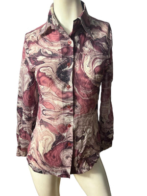 Vintage 70's mod blouse shirt S